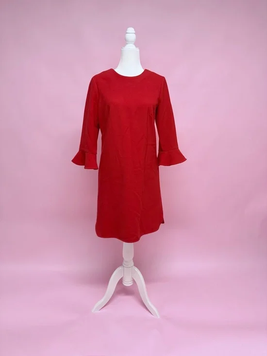 Ann Taylor Red Flare-Sleeve Shift Dress - Picture 1 of 9